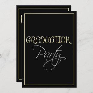 Formal Silver Black and Gold Graduation Party Invitation
