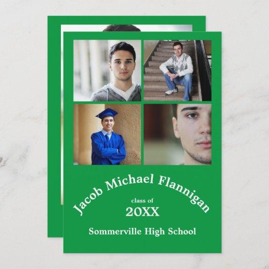 Four Photos Collage Green- Graduation Announcement
