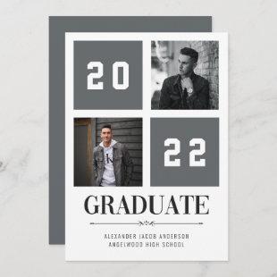 Four Square | Gray Photo Graduation Announcement