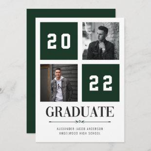 Four Square | Green Photo Graduation Announcement