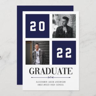 Four Square | Navy Photo Graduation Announcement