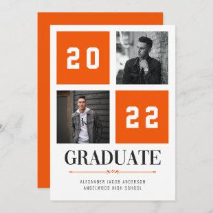 Four Square | Orange Photo Graduation Announcement