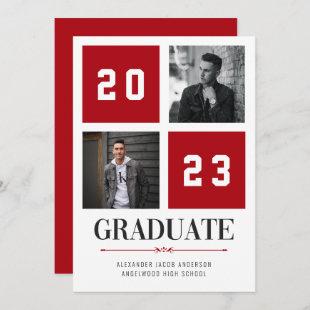 Four Square | Red Photo Graduation Announcement