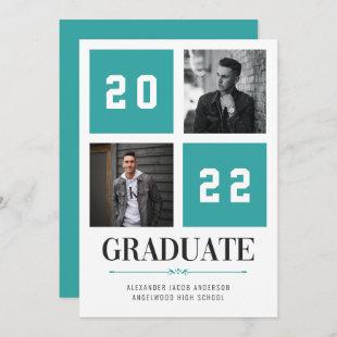 Four Square | Teal Photo Graduation Announcement