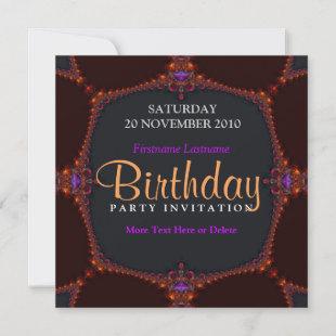 Fractal Nights Birthday Party Invitation
