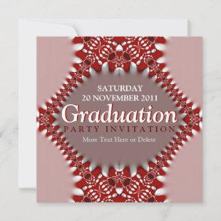 Fractal Pink Red Curtain Graduation Invitation