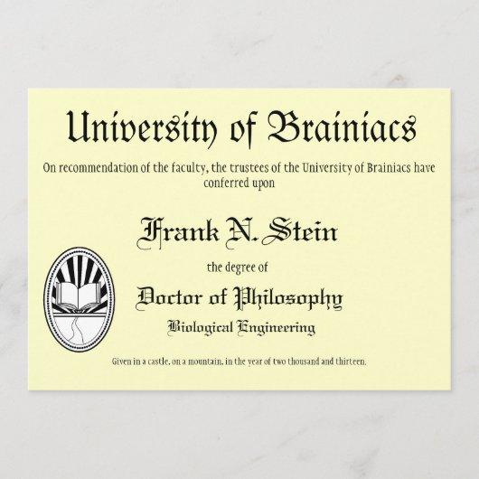 Franknstein diploma graduation invitation