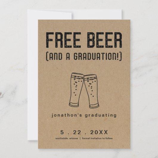 Free Beer Funny Graduation Save the Date Card