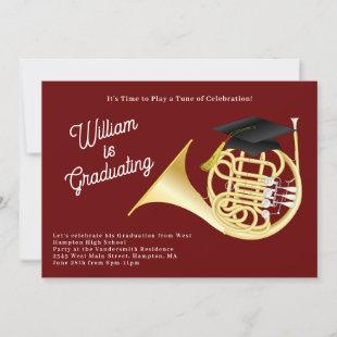French Horn Musician Graduation Party Music Invitation