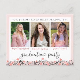 Friends Siblings Graduation Party Blush Floral Postcard
