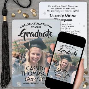 From Parents 2 Photo Black Text Overlay Graduation Announcement