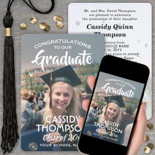 From Parents 2 Photo White Text Overlay Graduation Announcement