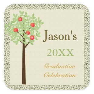Fruit tree graduation party envelope seal