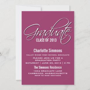 Fuchsia Elegant Script Graduation Invite