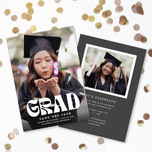 Fun Bold Retro Grad Photo Graduation Announcement