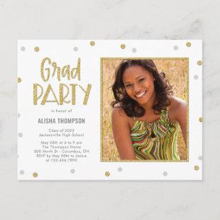 Fun Confetti Graduation Party Invitation Postcard