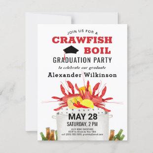 Fun Crawfish Boil 3 Photo Graduation BBQ Party Invitation