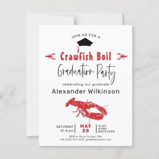 Fun Crawfish Boil BBQ Graduation Party Invitation