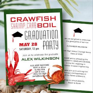 Fun Crawfish Seafood Boil BBQ Graduation Party Invitation