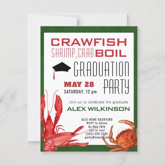 Fun Crawfish Seafood Boil BBQ Graduation Party Invitation