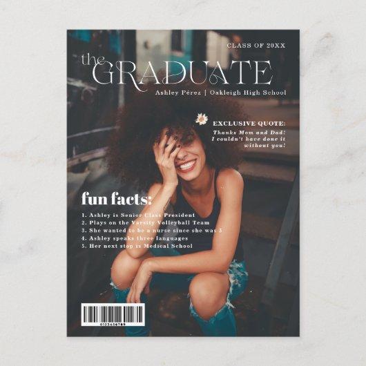 Fun Facts | Graduate Magazine Cover Photo  Announcement Postcard
