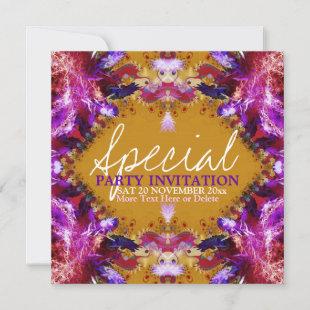 Fun Fractal Feathers Special Party Invitation