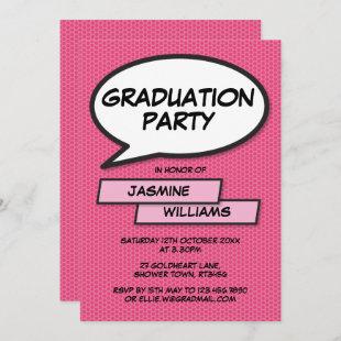Fun Graduation Party Class of 2022 Girly Pink Invitation