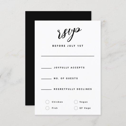 Fun Hand-written Black and White Wedding Rsvp Card