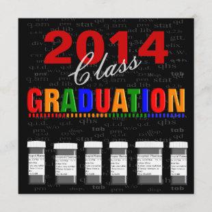 Fun Pharm-D Graduation Invitations 2014 Black