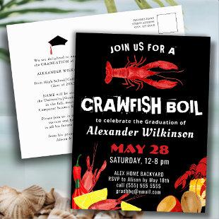 Fun Script Crawfish Boil Graduation BBQ Invitation Postcard