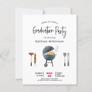 Fun Script Graduation Backyard BBQ Party Invitation