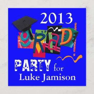 Fun Trendy Modern 2013 Grad Bowling Party | blue Invitation