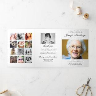 Funeral Order of Service Eulogy Photo Collage Tri-Fold Invitation