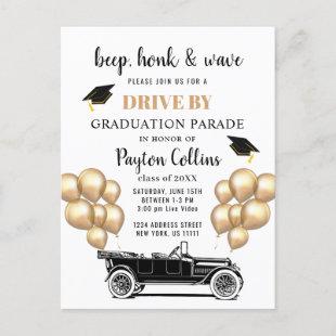 Funny Class of 2022 DRIVE BY Graduation Party   An Announcement Postcard