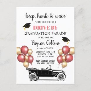 Funny Class of 2022 DRIVE BY Graduation Party Announcement Postcard