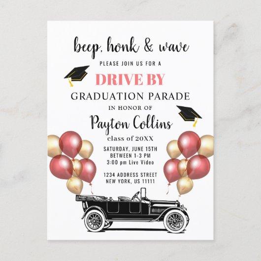 Funny Class of 2024 DRIVE BY Graduation Party Announcement Postcard