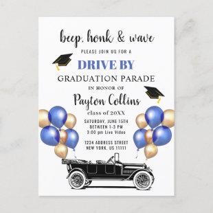 Funny Class of 2024 DRIVE BY Graduation Party Car Announcement Postcard