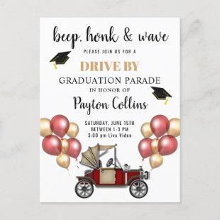 Funny Class of 2024 DRIVE BY Graduation Party Postcard