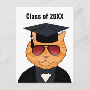 Funny Cool Cat Cartoon Graduation Announcement
