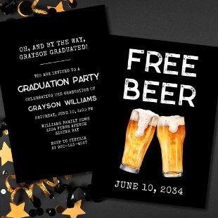 Funny Free Beer 2024 Graduation Party Invitation