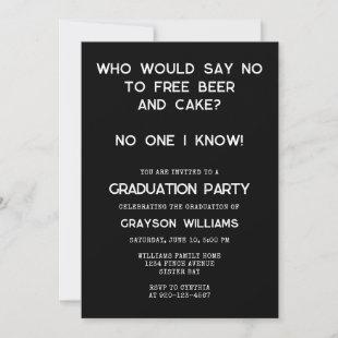 Funny Free Beer Cake Graduation Invitation