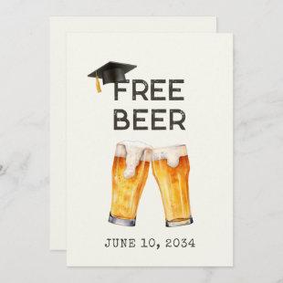 Funny Free Beer Graduation Party Invitation