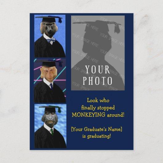 Funny Graduation Monkeys Personalized Annoucement Postcard