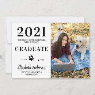 Funny Home School Dog Class 2021 Photo Graduation Invitation