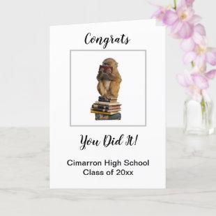 Funny Monkey fnd Book Graduate Congrats You Did It Card