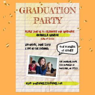 Funny Paper Photo Graduation Party Invitation 2024