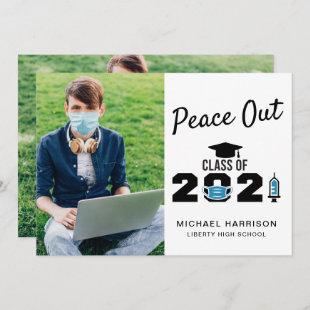 Funny Peace Out Class of 2021 Photo Graduation Announcement
