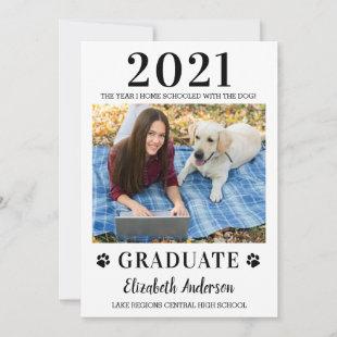 Funny Photo Home School Dog Class 2021 Graduate Announcement