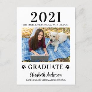 Funny Photo Home School Dog Class 2021 Graduation Invitation Postcard