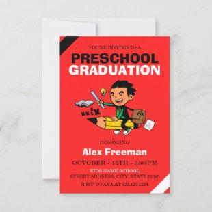 Funny Red Boy Preschool Graduation Invitation